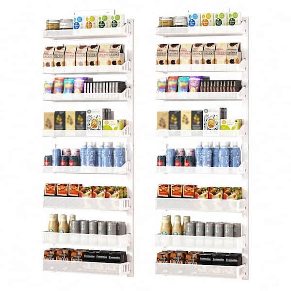 White 8-Tier Metal Over-the-Door or Wall Mount Hanging Spice Rack Organizer for Pantry Storage