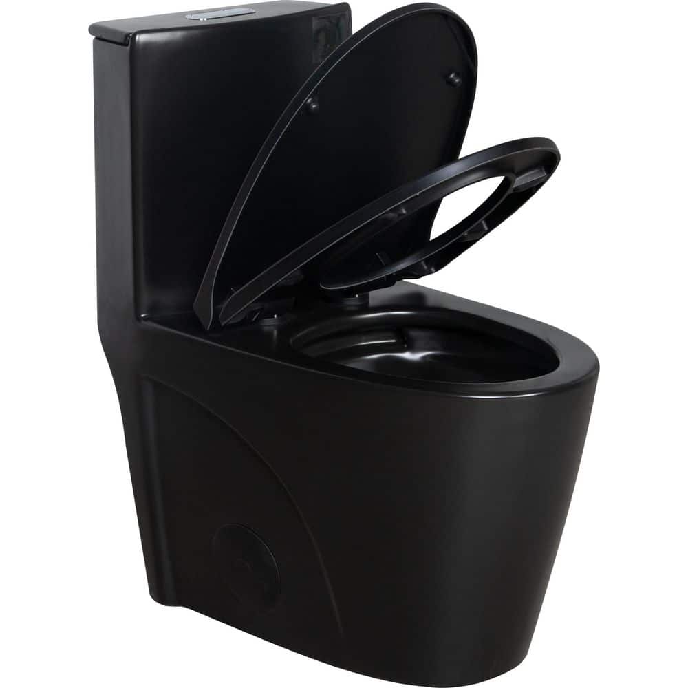 Oakley 12 inch 1-piece 1.1/1.6 GPF Dual Flush Water-Saving Elongated Toilet in Black Soft Closing Seat Included price history on PriceWatchPro
