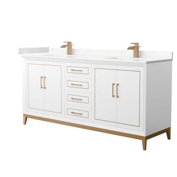 Wyndham Collection Marlena 72 in. W x 22 in. D x 35.25 in. H Double Bath Vanity in White with Giotto Quartz Top
