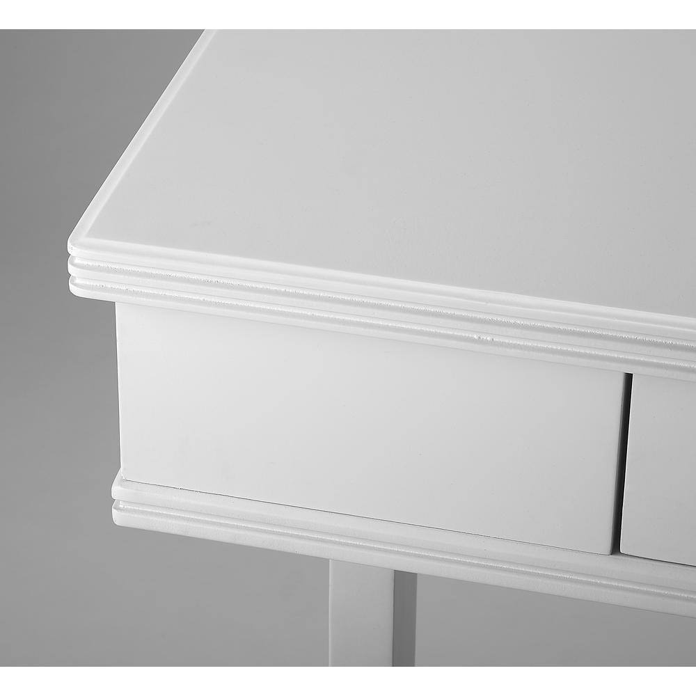 Elegant White Acacia and Pine Writing Desk with Antique Brass Drawer