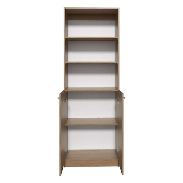 24.72 in. W x 11.77 in. D x 71.10 in. H Natural Wood Freestanding Linen Cabinet with 2-Door in Natural