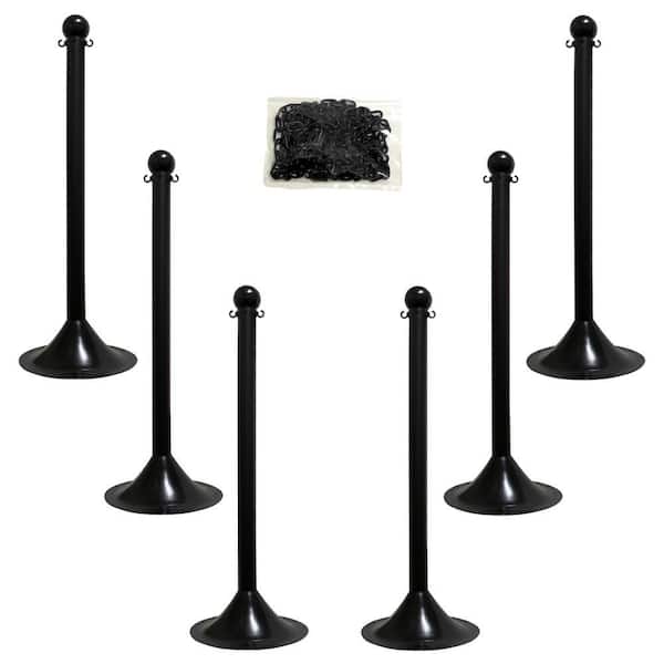 2 in. Light Duty Stanchion and Chain Kit in Black