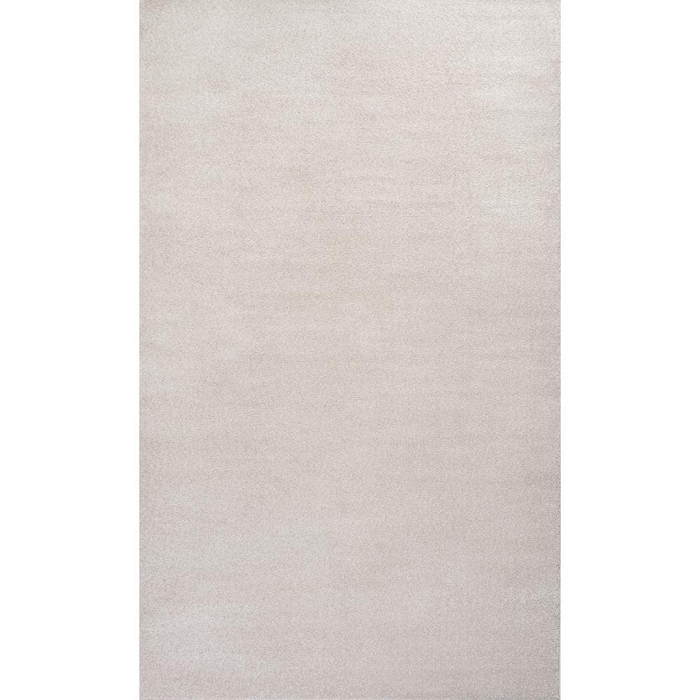 Ivory Solid Synthetic 10' x 14' Reversible Area Rug