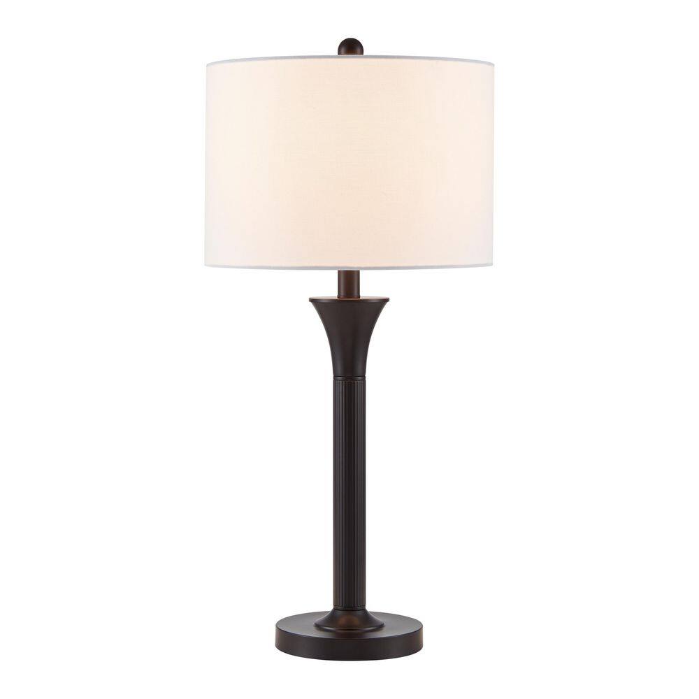 28 in. Black Metal Transitional Table Lamp for Living Room with White Linen Shade price history on PriceWatchPro