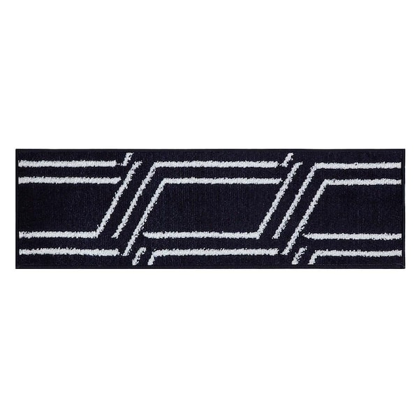 SUSSEXHOME Plaza Collection Navy 9 in. x 28 in. Polypropylene Stair Tread Cover (Set of 15)