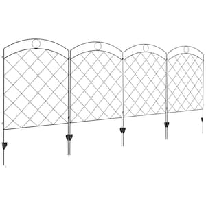 11.4 ft. W x 43 in. H Garden Steel Spaced Picket Arched Top Fence Panels for Yard, Landscape, Patio, Outdoor Decor
