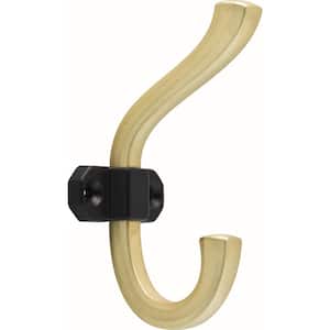 2-1/3 in. Brushed Brass and Black Dual Tone Coat Hook