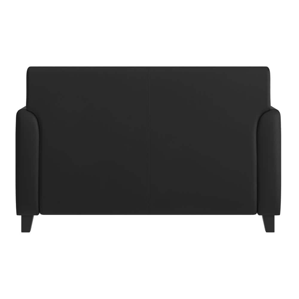 Black Faux Leather Reception Loveseat with Flared Arms