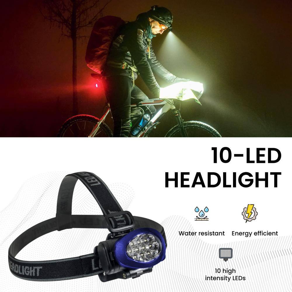 Compact Blue Adjustable LED Headlight with Water Resistant Strap