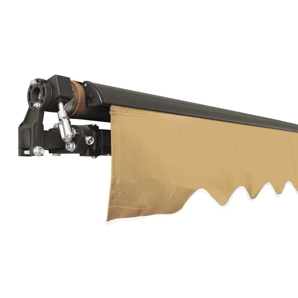 Sand Beige Motorized Retractable Patio Awning with Black Frame