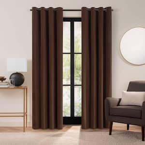 Luxury Cotton Velvet Chocolate Solid Cotton 96 in. L x 50 in. W 100% Blackout Single Panel Grommet Curtain