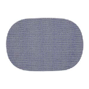 Fishnet 17 in. x 12 in. Navy PVC Covered Jute Oval Placemat (Set of 6)