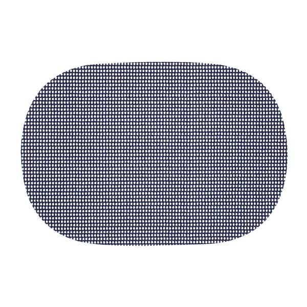 Kraftware Fishnet 17 in. x 12 in. Navy PVC Covered Jute Oval Placemat (Set of 6)
