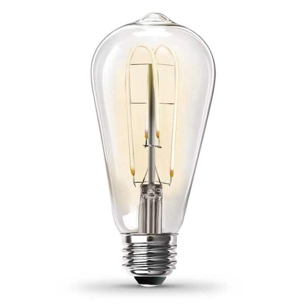 Feit Electric 40-Watt Equivalent ST19 Dimmable M-Shape Filament Clear Glass E26 Vintage Edison LED Light Bulb, Warm White 2100K