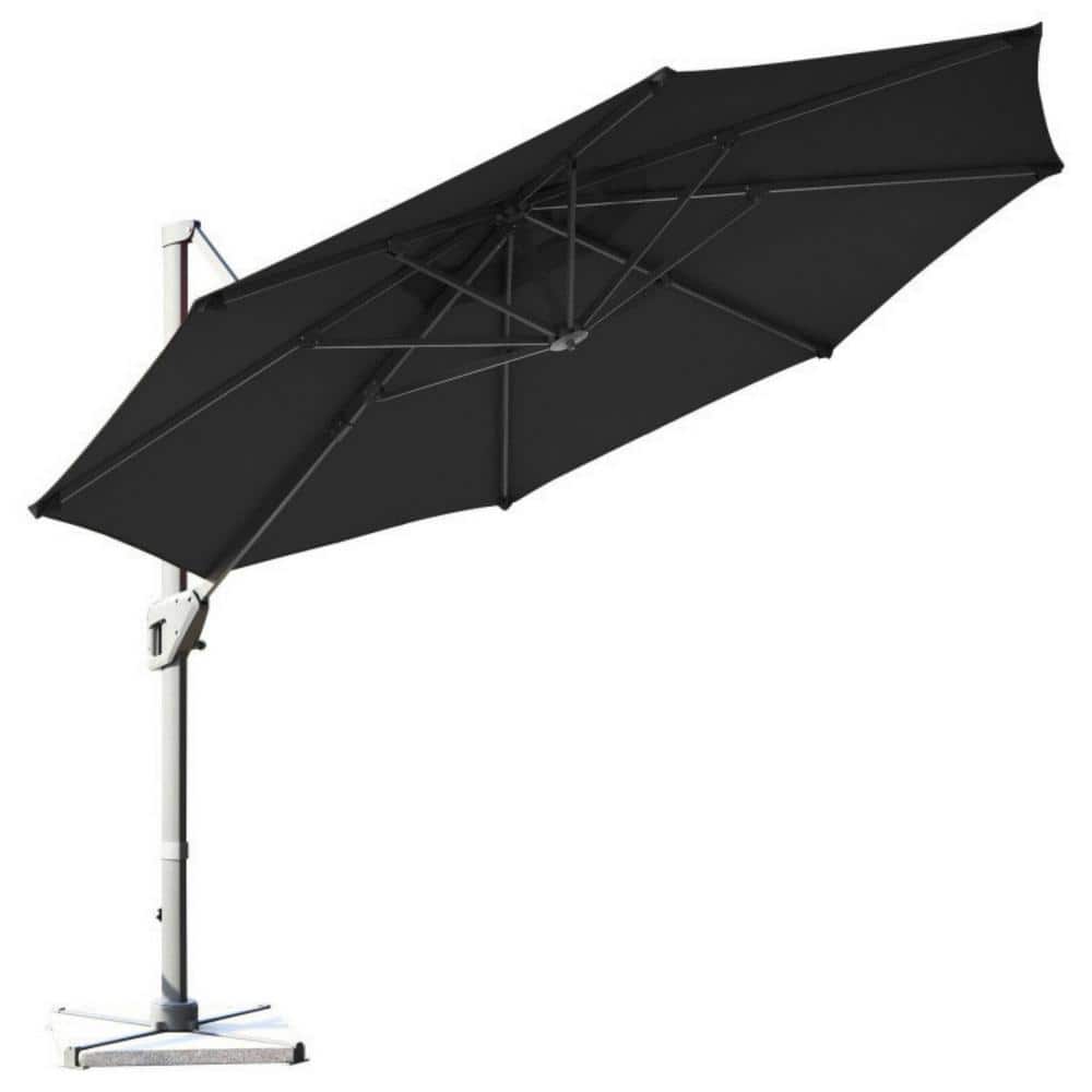 Clihome 11 ft. Cantilever Offset Patio Umbrella in Gray with 360Degree