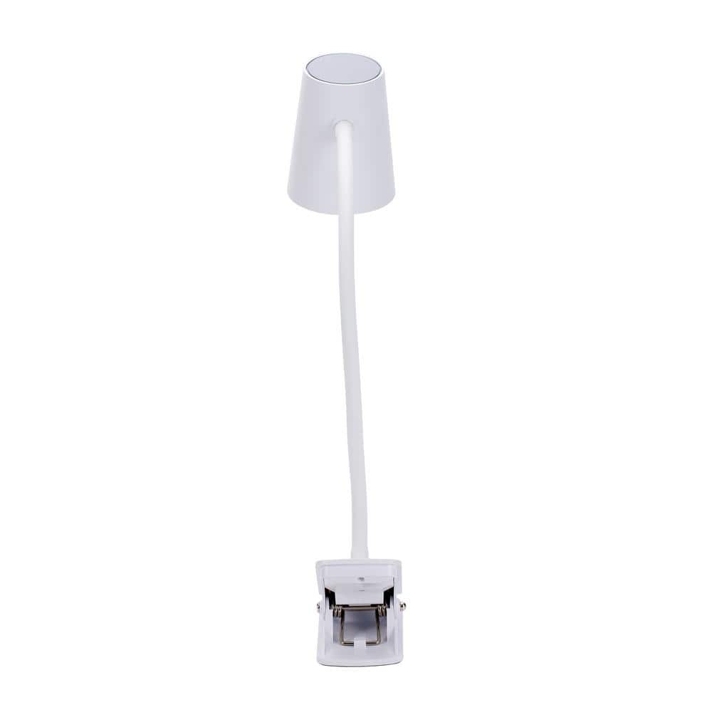 Compact Adjustable White LED Clip-on Desk Lamp with Touch Control