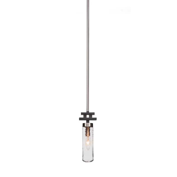 Unbranded Gemini 60-Watt 1-Light Black & Nickel Shaded Pendant Light Mini Pendant with Clear Bubble Glass Shade, No bulb