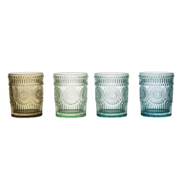 Storied Home 12 oz. Embossed Drinking Glass (Set of 4) DF4129SET