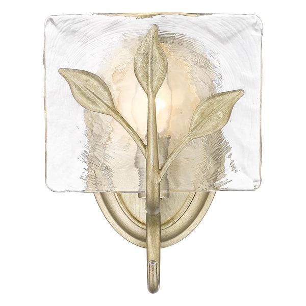 Golden Lighting Calla 1-Light Vanity Light in White Gold with Hammered Water Glass