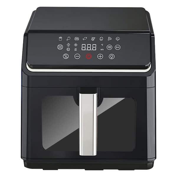 8.7 Qt. Black Air Fryer with 8-in-1 Cooking Presets, Large Square Basket, 360° Cyclone Airflow, Dishwasher-Safe