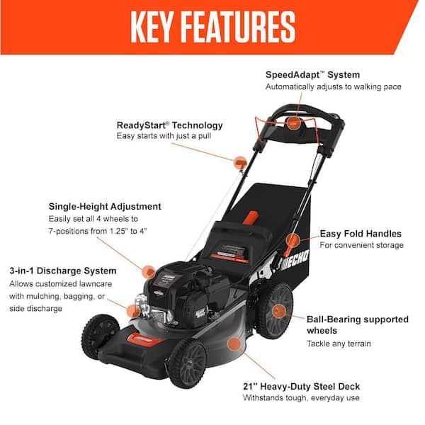 ECHO 21 in. 163 cc Briggs and Stratton Gas 3-in-1 One Blade RWD