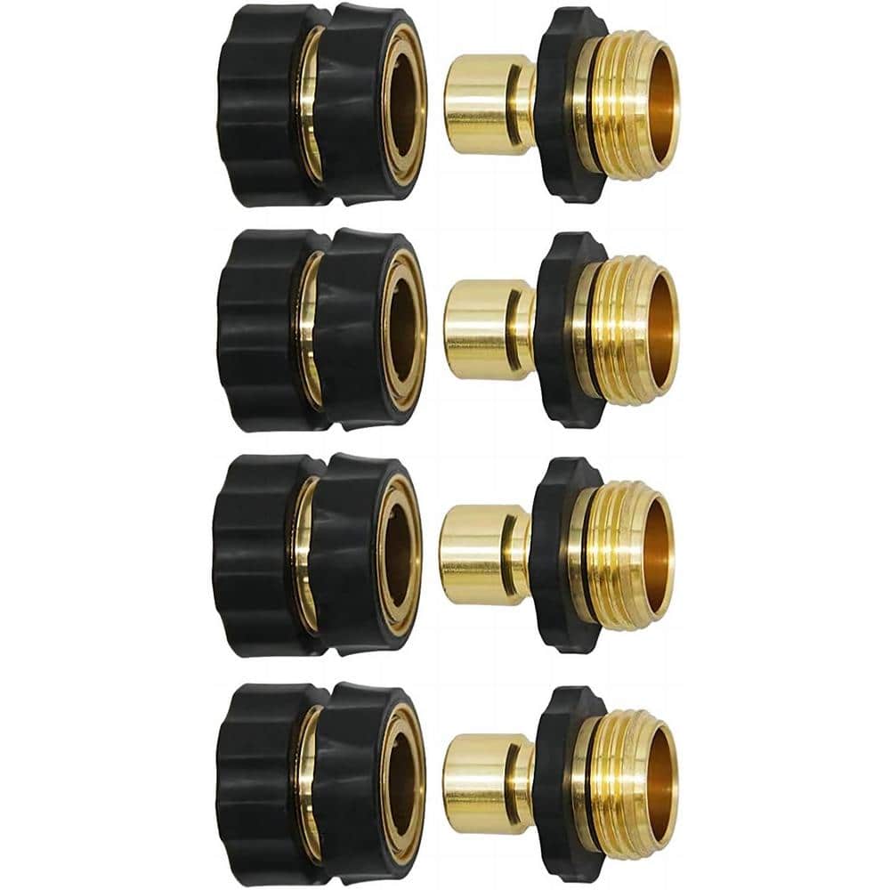 3/4 in. Garden Hose Fitting Quick Connector Male and Female Set, (Set of 2)
