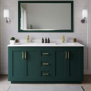 Miranda 66 in. W x 22 in. D x 33.75 in. H Double Bath Vanity in Green with White Cultured Marble Top