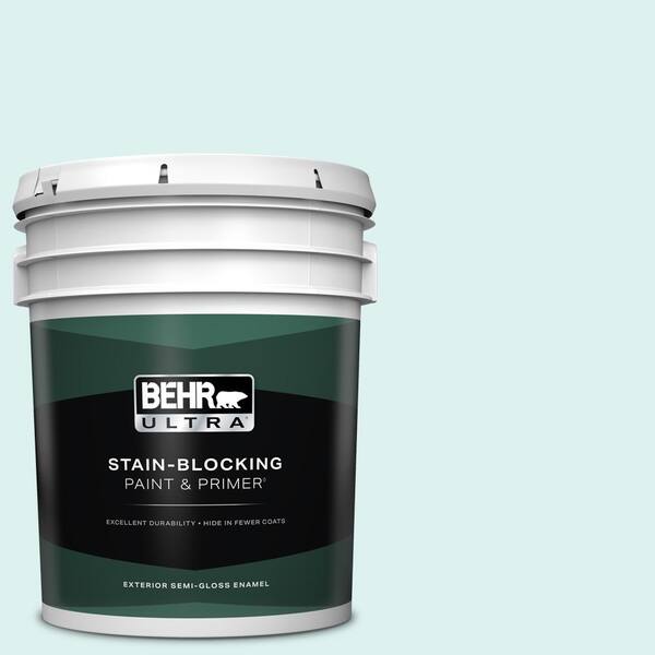 BEHR ULTRA 5 gal. #500C-2 Aqua Pura Semi-Gloss Enamel Exterior Paint & Primer