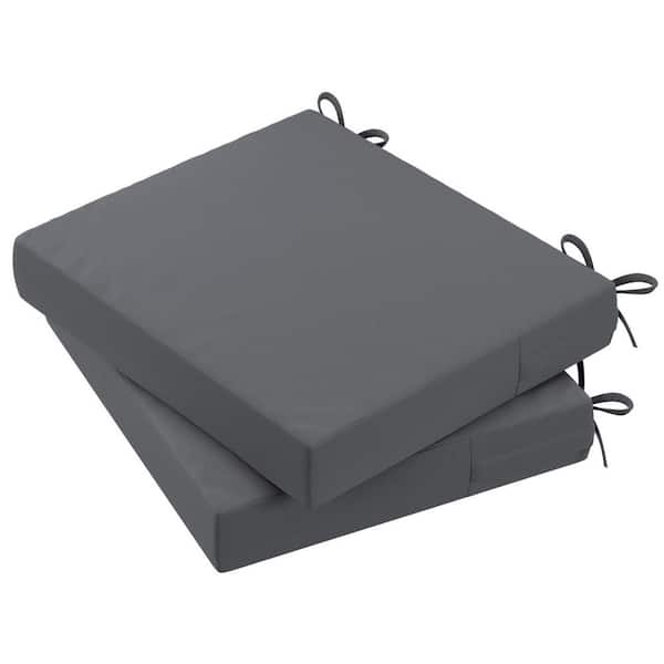 Unbranded 18 in. x 18 in. x 2 in. Outdoor Square Dining Chair Seat Cushion for Patio Furniture, Dark Gray (2-Pack)