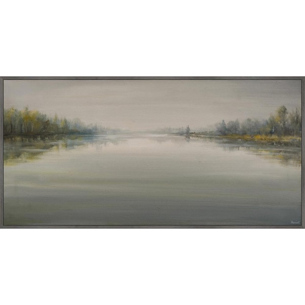 Unbranded "Placid and Tranquil" by Marmont Hill Floater Framed Canvas Nature Art Print 30 in. x 60 in.