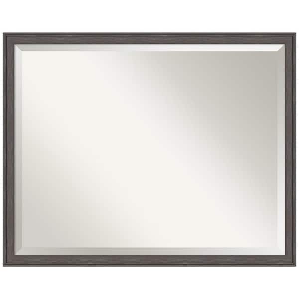 Florence Pewter 29.75 in. x 23.75 in. Beveled Casual Rectangle Framed Bathroom Wall Mirror in Silver