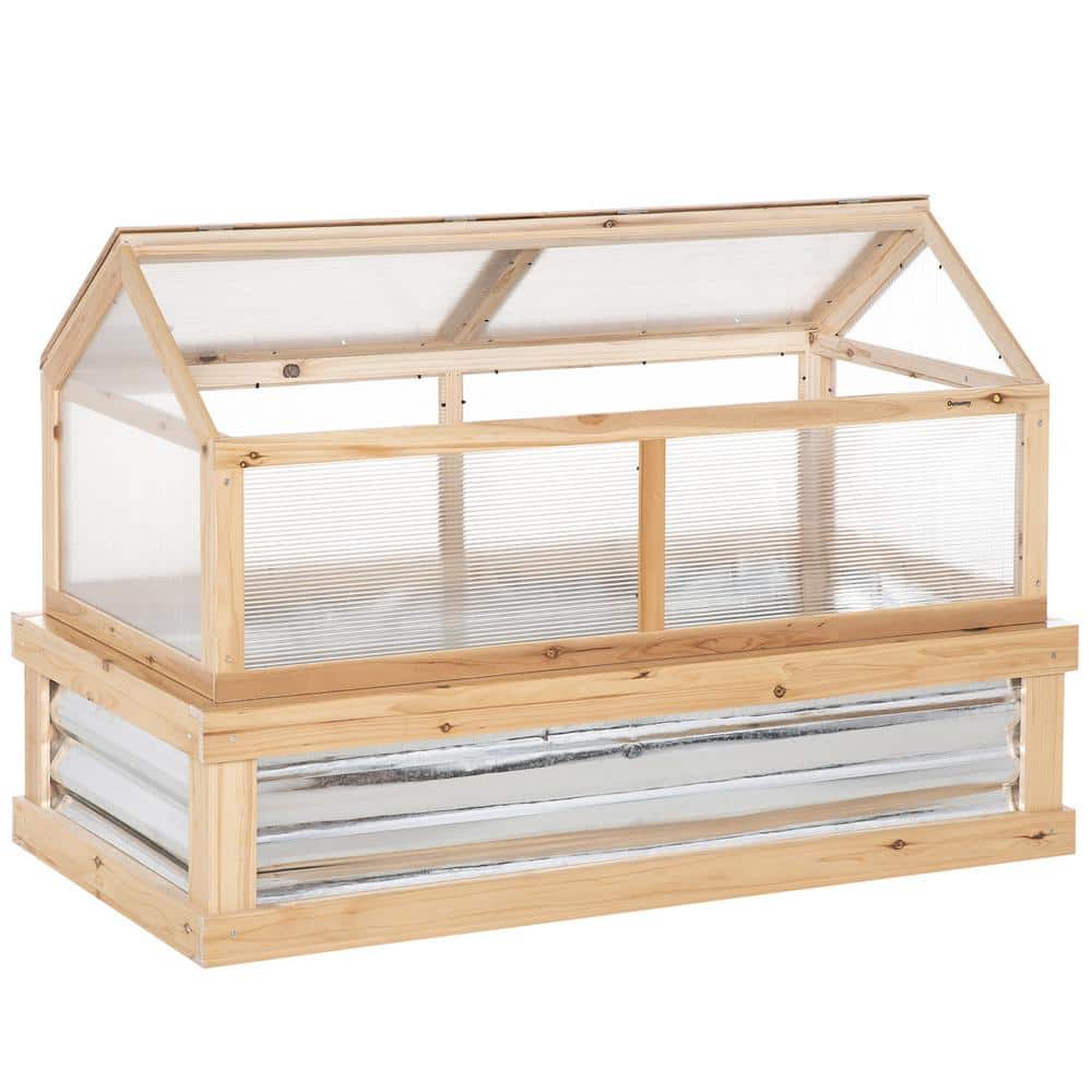 48 in. x 24 in. x 32 in. Raised Garden Bed with Polycarbonate Greenhouse, Wooden Garden Cold Frame Greenhouse, Brown price history on PriceWatchPro