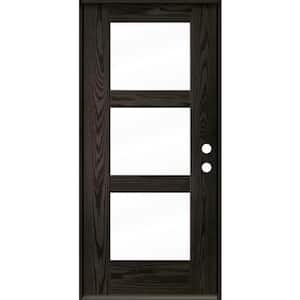 BRIGHTON Modern 36 in. x 80 in. 3-Lite Left-Hand/Inswing Clear Glass Baby Grand Stain Fiberglass Prehung Front Door