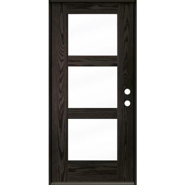 Krosswood Doors BRIGHTON Modern 36 in. x 80 in. 3-Lite Left-Hand/Inswing Clear Glass Baby Grand Stain Fiberglass Prehung Front Door