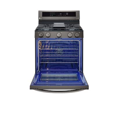 5.8 cu. ft. Smart True Convection InstaView Gas Range Single Oven with Air Fry in PrintProof Black Stainless Steel