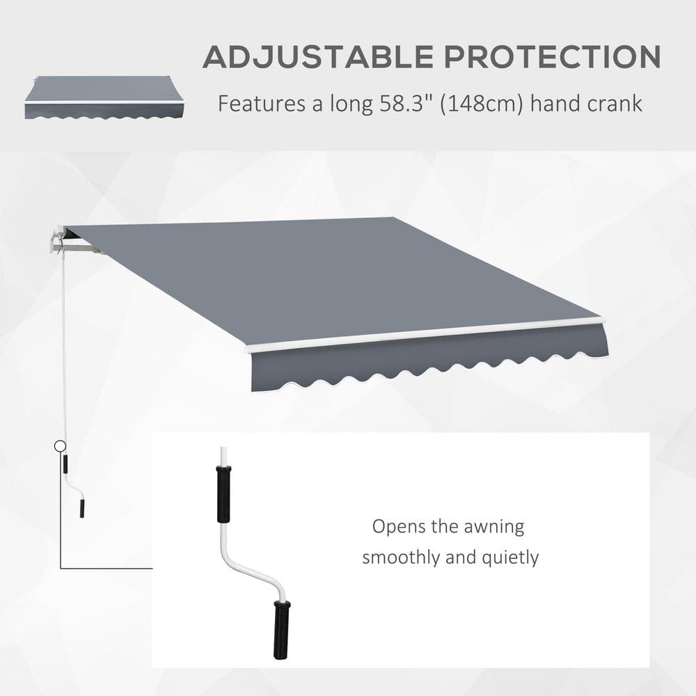 Dark Gray Aluminum and Steel Retractable Patio Awning