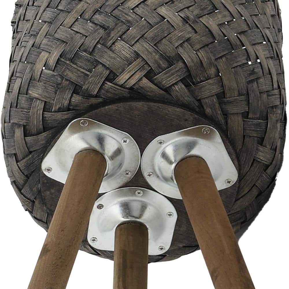 Set of 2 Brown and Black Bamboo Planters with Stands
