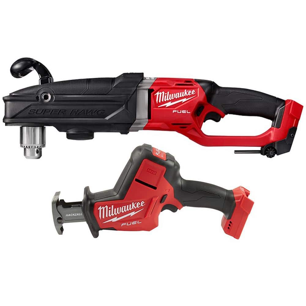 Milwaukee M18 FUEL 18-Volt Lithium-Ion Brushless Cordless GEN 2 Super Hawg 1/2 in. Right Angle Drill with M18 FUEL Hackzall -  2809-20-2719-20