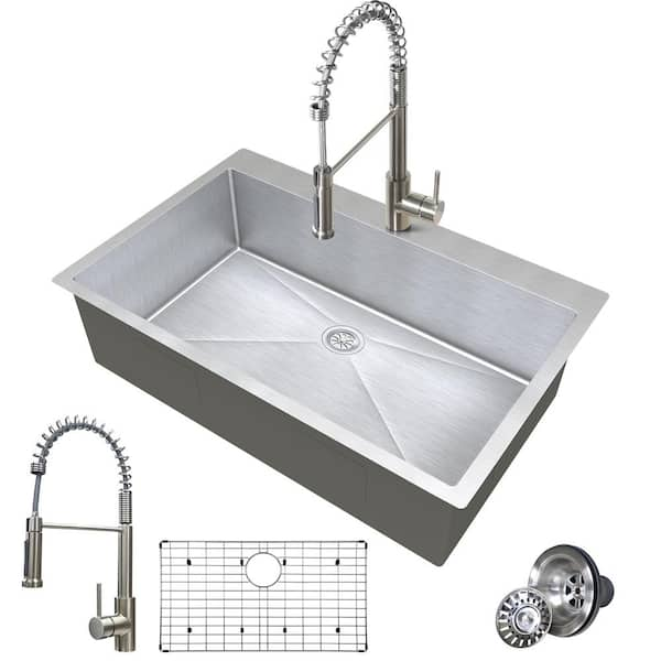 33 in. Drop-in/Undermount Single Bowl Stainless Steel Kitchen Sink