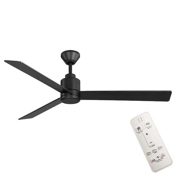 Hampton Bay Hermon 60 in. Indoor/ Covered Outdoor Ceiling Fan Matte Black with Remote Control