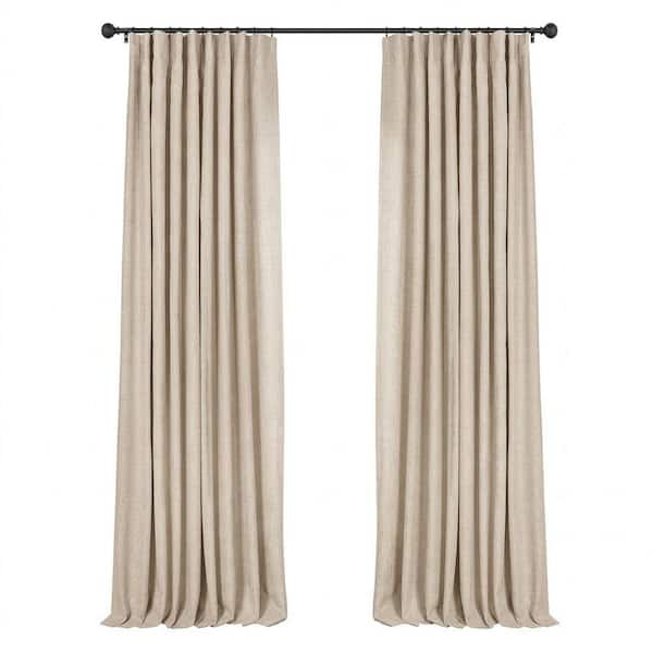 Oatmeal Polyester 50 in. W x 96 in. L Rod Pocket 100% Blackout Curtain (Set of 2)