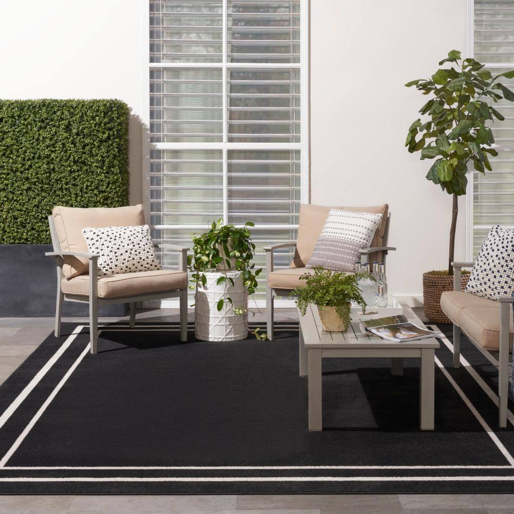 Black Ivory 10' x 14' Solid Synthetic Indoor/Outdoor Rug