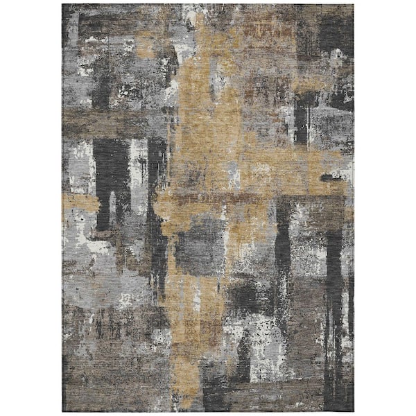 Chantille Machine Washable Indoor/Outdoor Abstract ACN2655 Charcoal 9 ft. x 12 ft. Area Rug