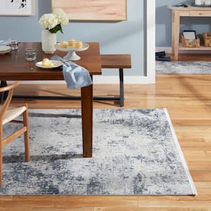 Everyday Rein Abstract Cloud Blue Grey 6 ft. x 9 ft. Machine Washable Rug