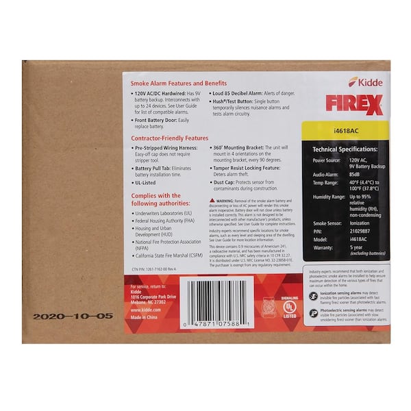 Kidde Firex Hardwired Smoke Detector with Photoelectric Sensor and 9-Volt  Battery Backup 21029883 - The Home Depot