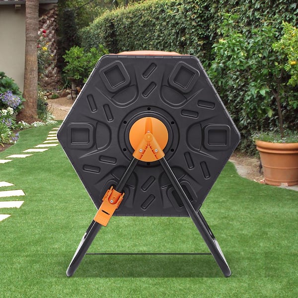 37 Gal. Dual Chamber Compost Bin, High-Volume Rotating Tumbler with Steel Frame, BPA-Free Composter for Garden