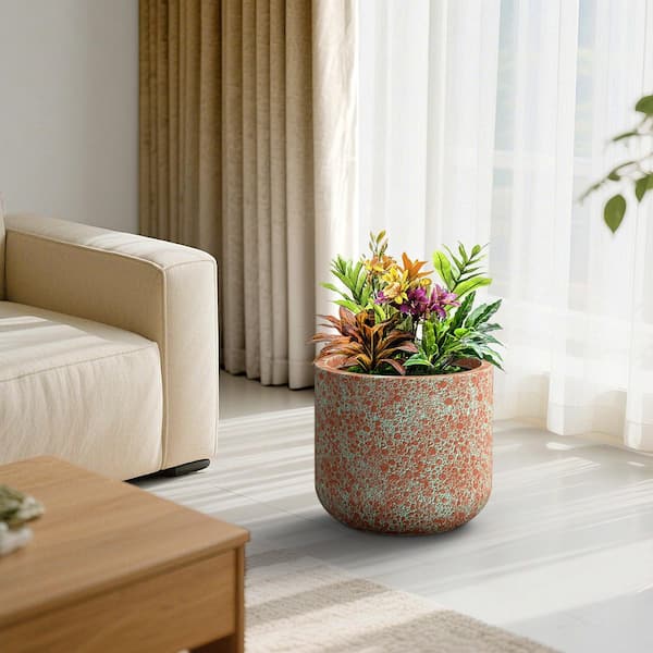 18 in. Large Teal（Upgraded Interior） Concrete Round Cylindrical Planter / Pot with Drainage Holes for Indoor and Outdoor