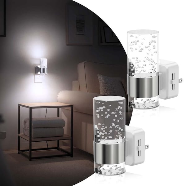 5000K LED Plug-in Night Light with Light Sensor, Adjustable Brightness for Bathroom, Hallway, Bedroom (2-Pack)