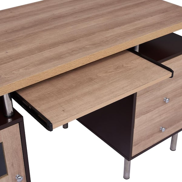 Quincy Industrial-style Desk (Dark Oak/Matte Black)