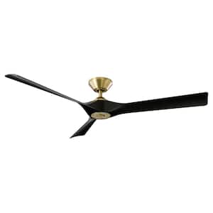 Torque 58 in. 3-Blade Smart Satin Brass/Black Ceiling Fan with Remote Control